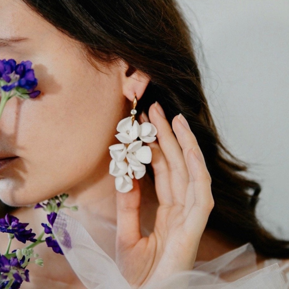 Handmade floral bridal earrings